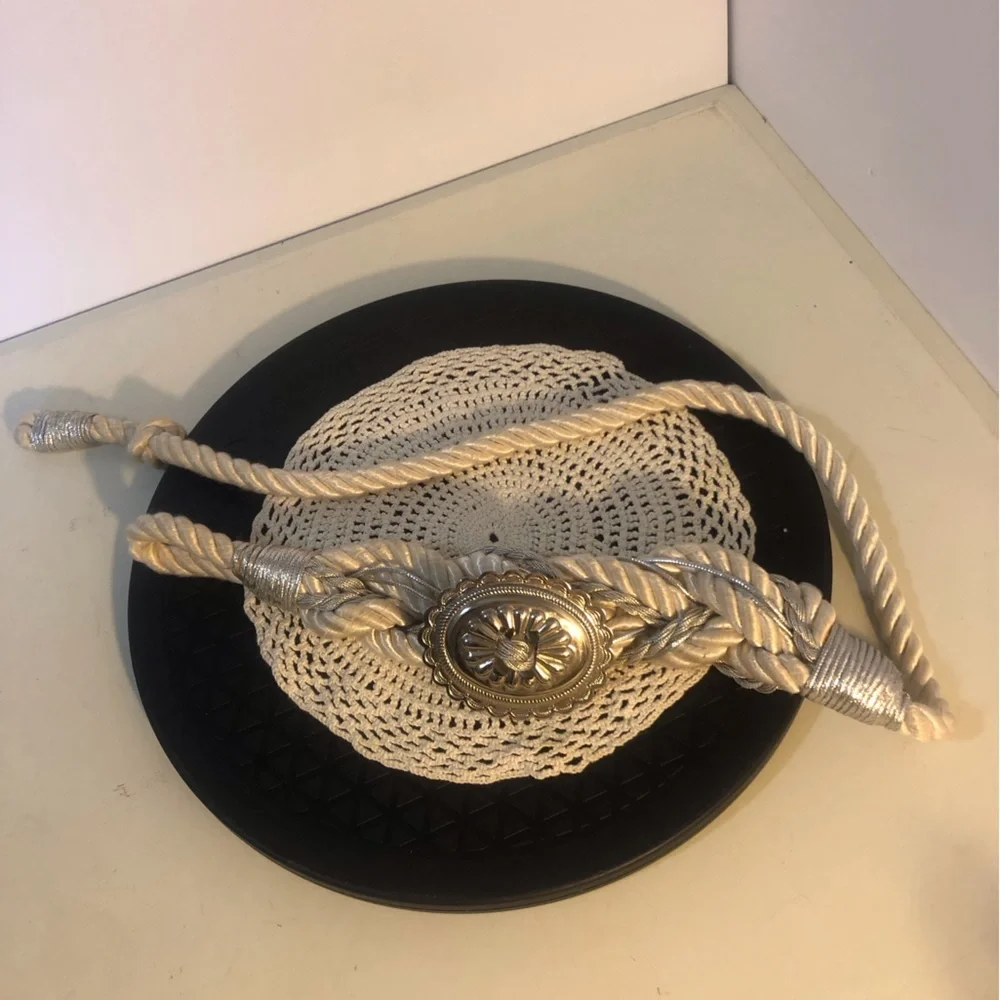 Vintage 80s Macrame Belts Gold Tone and Silver Tone